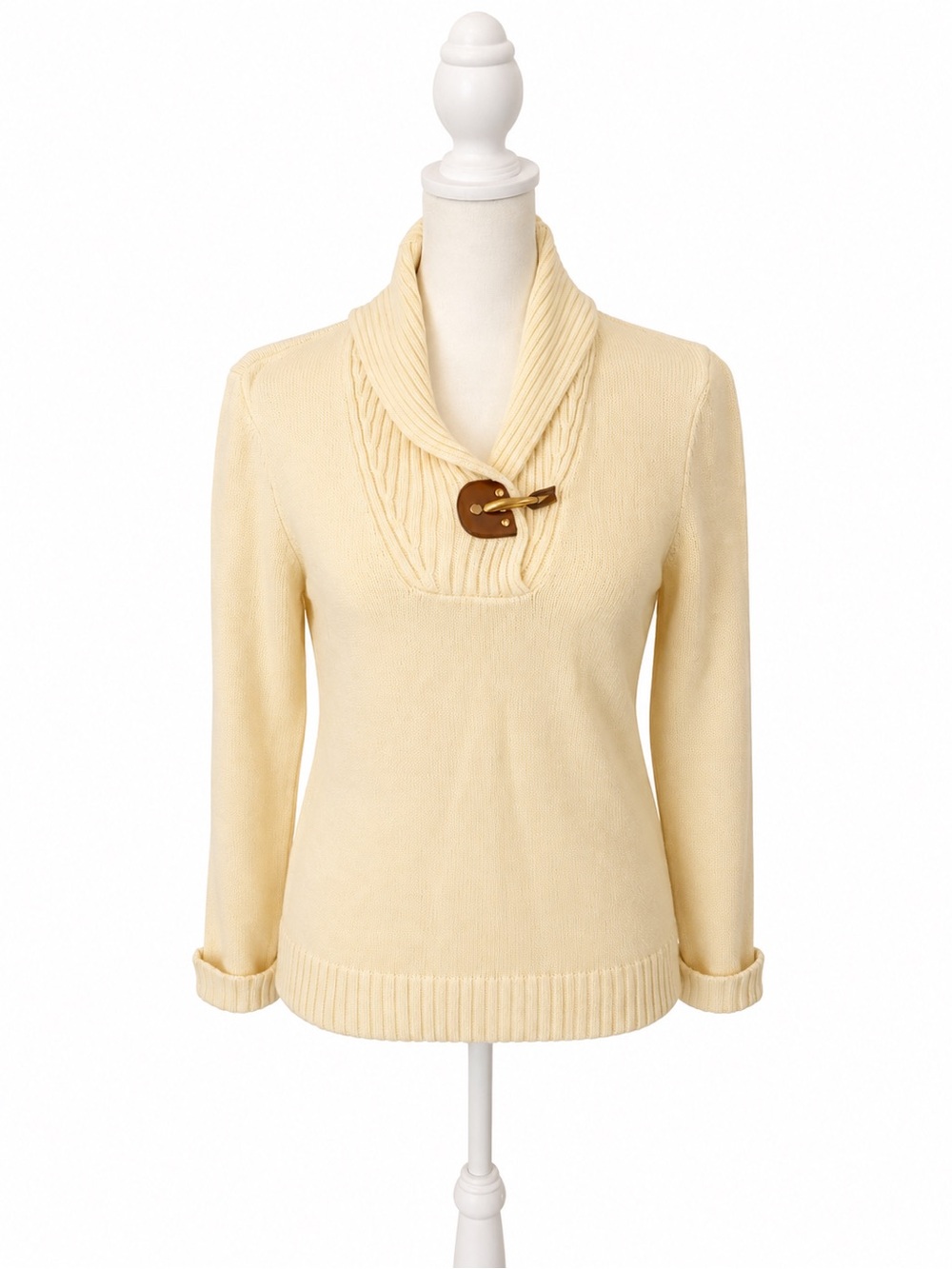 Ralph Lauren Cream Shawl Collar Toggle Sweater - Picture 1 of 1
